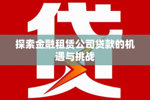 两当探索金融租赁公司贷款的机遇与挑战