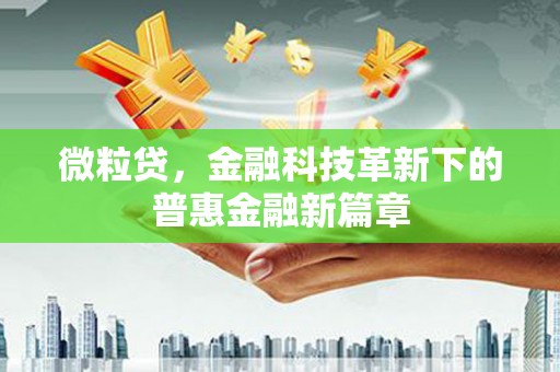 两当微粒贷，金融科技革新下的普惠金融新篇章