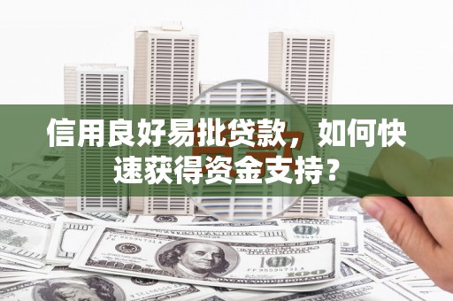 两当信用良好易批贷款，如何快速获得资金支持？
