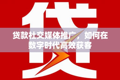 两当贷款社交媒体推广，如何在数字时代高效获客