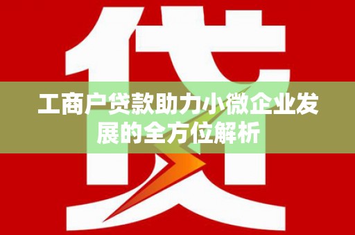 两当工商户贷款助力小微企业发展的全方位解析
