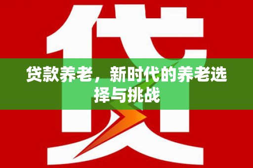 两当贷款养老，新时代的养老选择与挑战