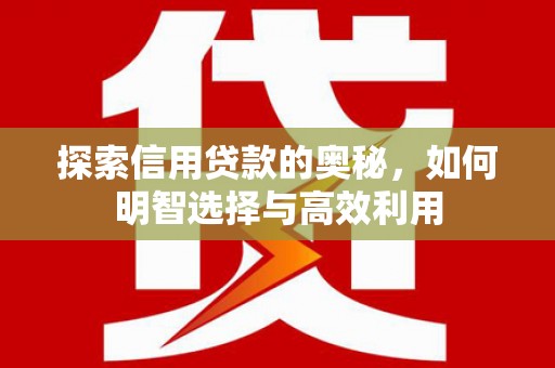 两当探索信用贷款的奥秘，如何明智选择与高效利用